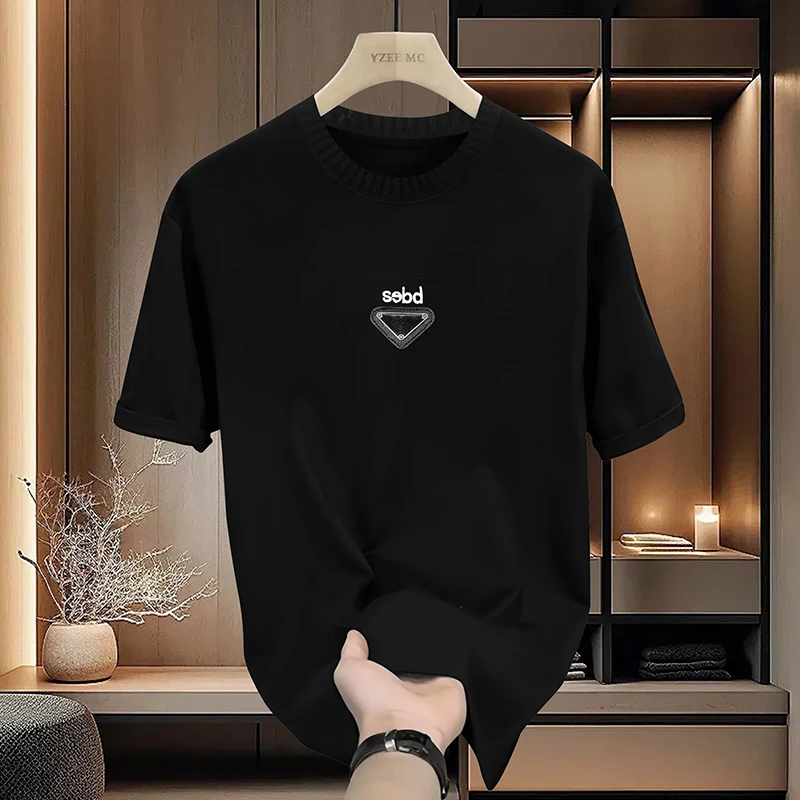 【苏总专属-空标三角】T2091字母贴布潮流时尚宽松男女同款T恤