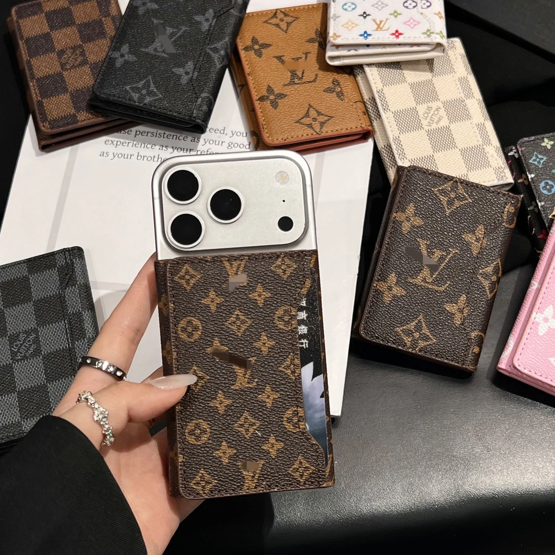 新款三折叠L家老花手机磁吸卡包多个卡位卡包零钱包证件收纳卡夹