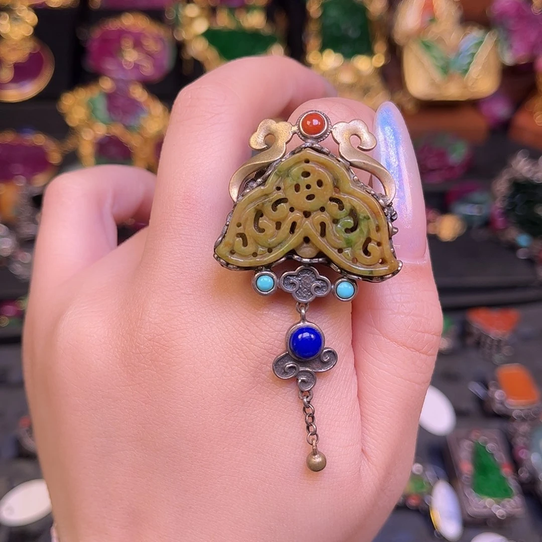 翡翠银S925镶嵌耳饰