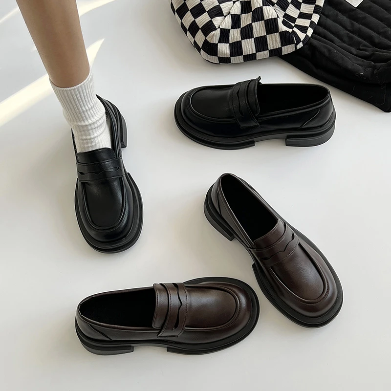 日系复古jk新款小皮鞋女2025春百搭英伦风黑色厚底乐福鞋圆头鞋子