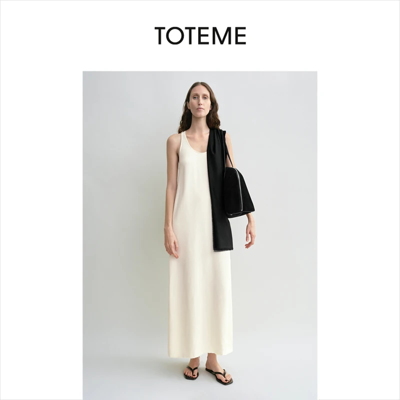 TOTEME女装毛边中长款圆领无袖连衣裙