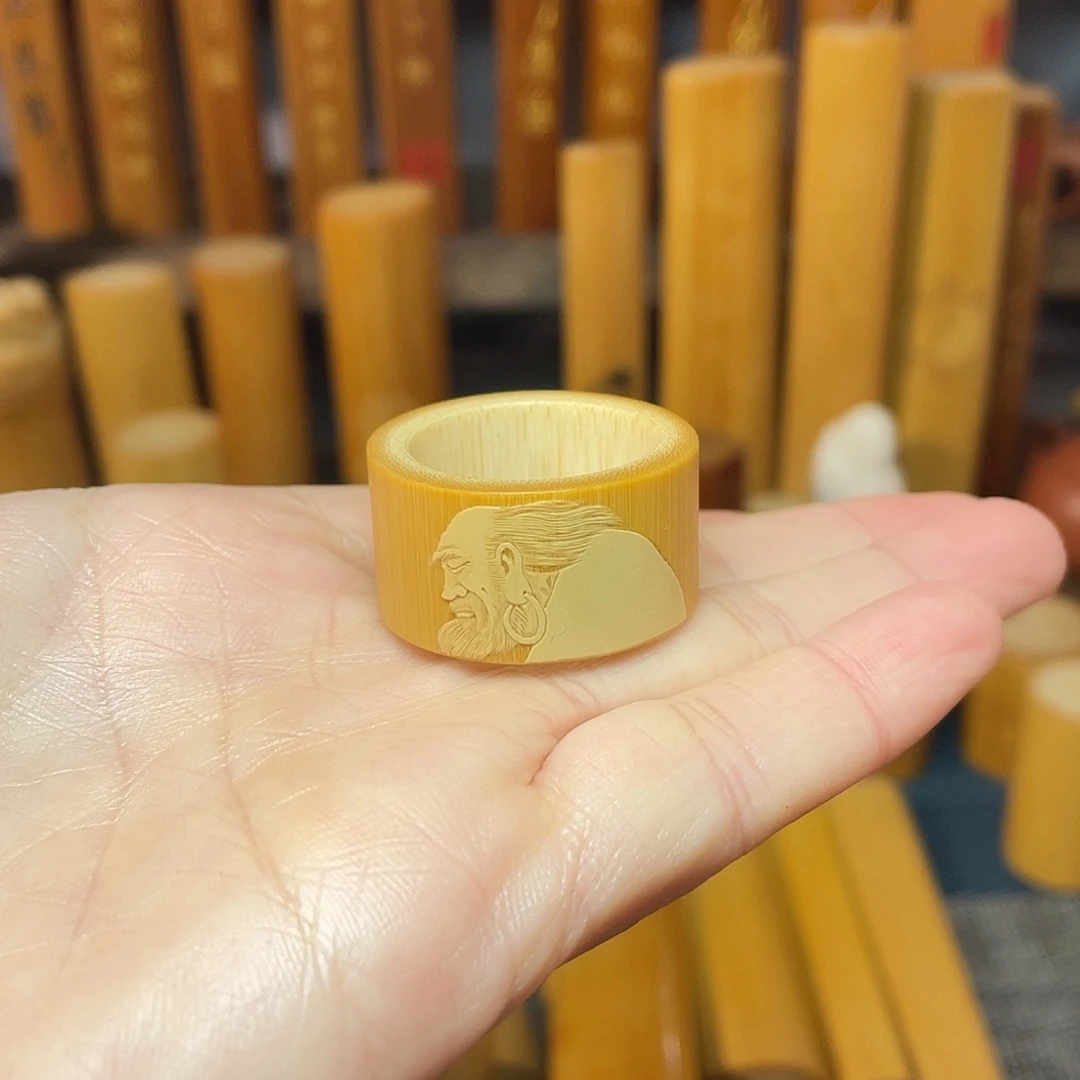 竹手工留青雕刻精工扳指