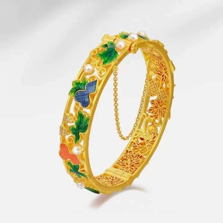 【W】新款时尚珐琅彩镂空葫芦手镯【SPCS29】