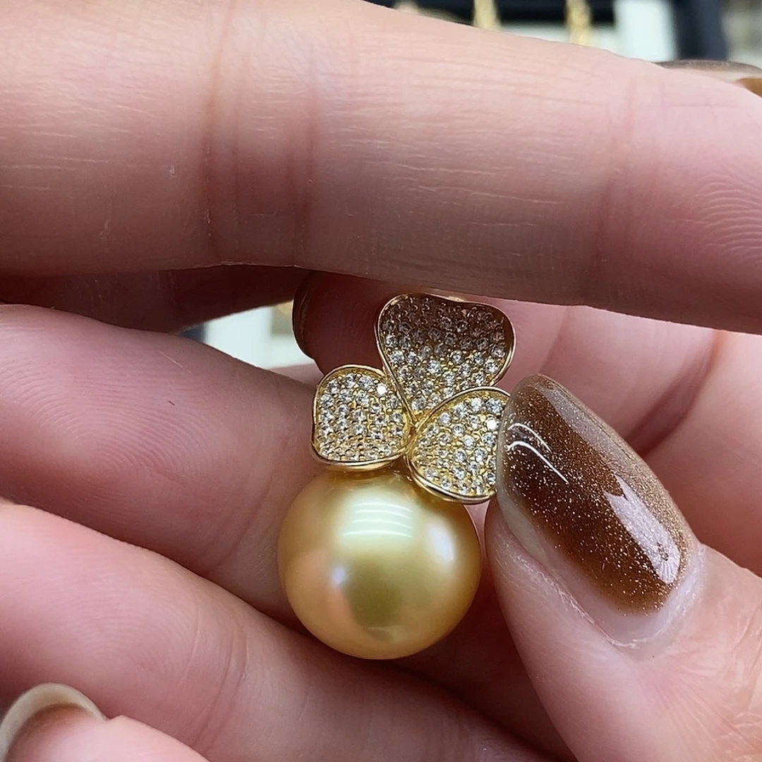 银S925镶嵌吊坠(不含链)海水珍珠