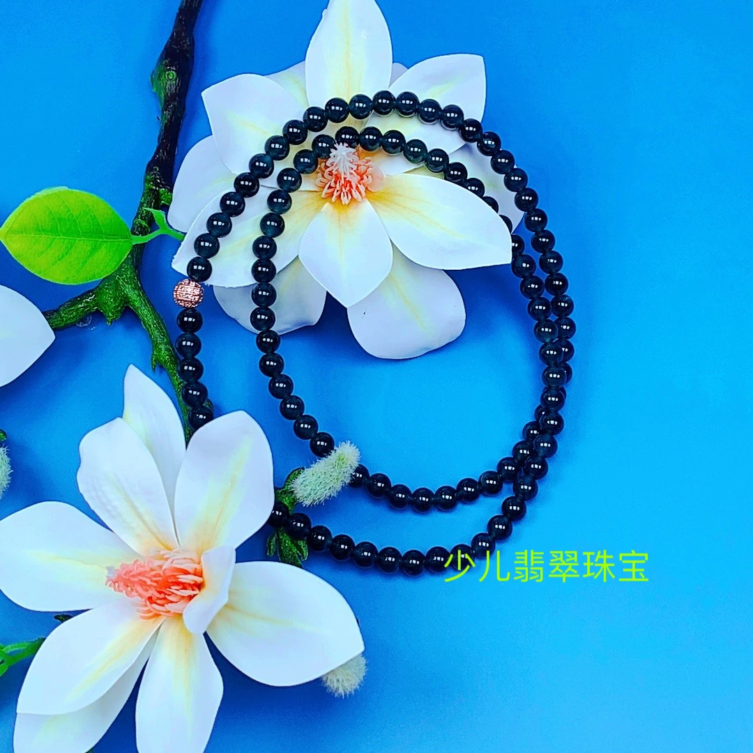 翡翠项链珠串珠链男女同款108颗长款天然翡翠A货正品尺寸卡7mm