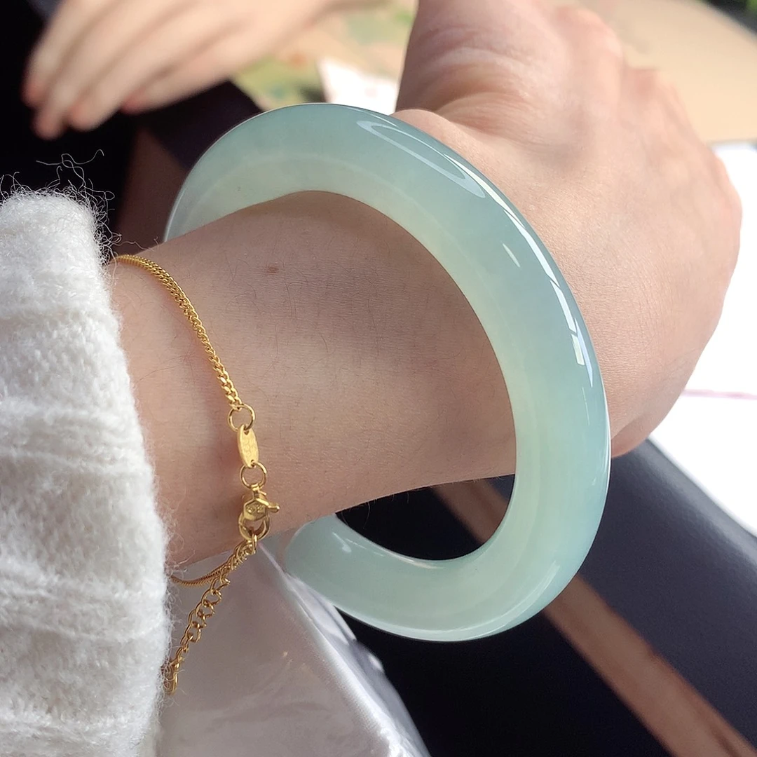 未镶嵌手镯翡翠天然A货翡翠55-56色容于水 水容于色26号