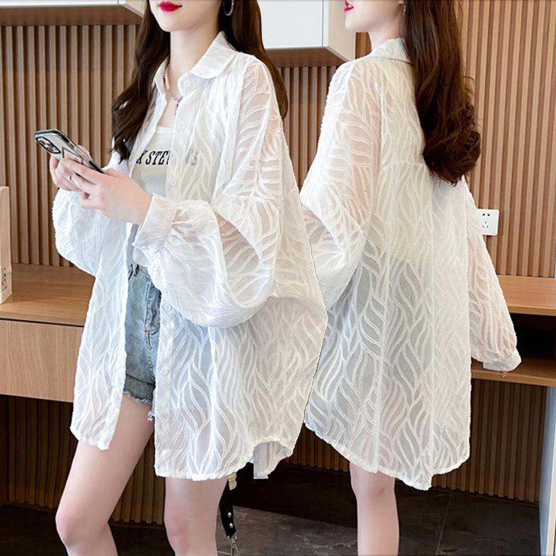 夏款轻薄外搭防紫外线衬衫女2025新款洋气休闲宽松大码防晒衣外套