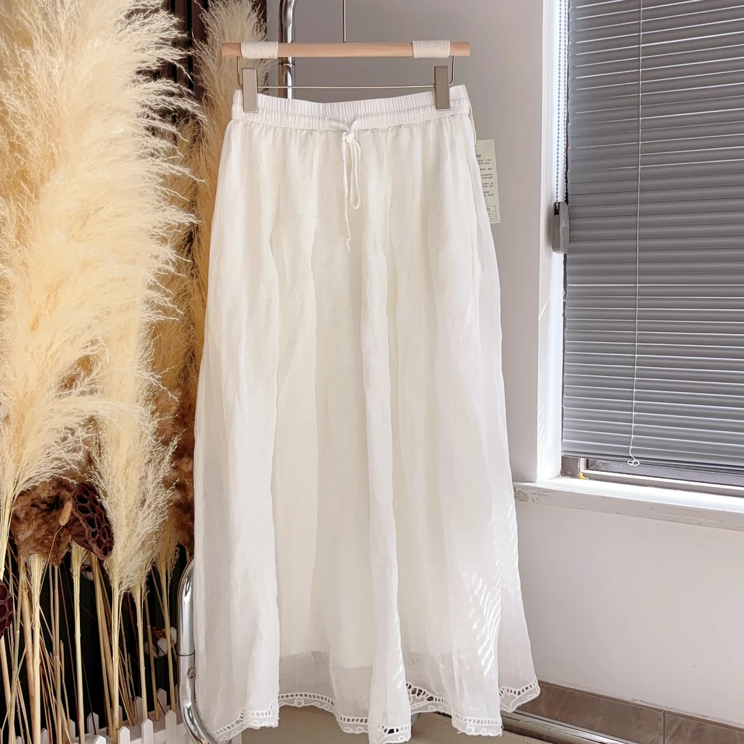 5321薄款百褶裙中国风纯色中腰半身裙百搭百褶简约气质时尚显瘦