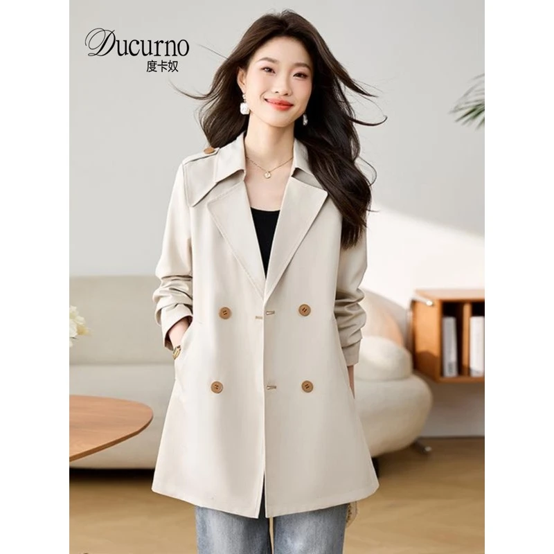 2025秋季新款韩版小个子风衣女装中长款高级感英伦风休闲大衣外套