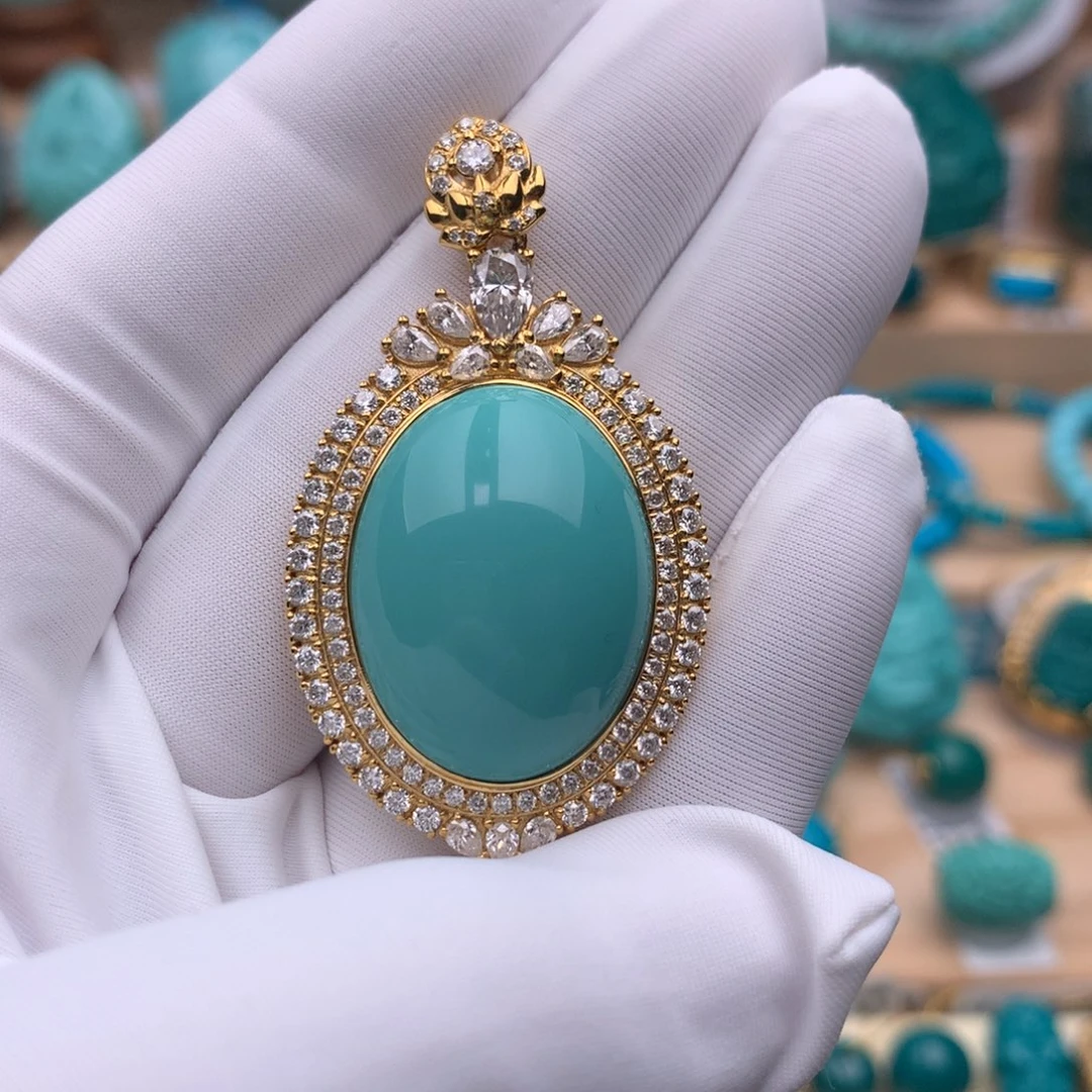 绿松石18K金镶嵌配饰