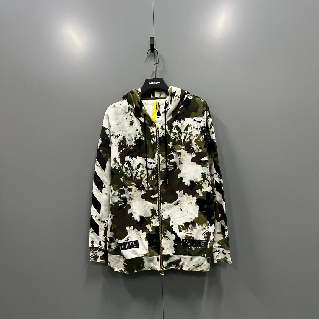 95新 OFF-WHITE （bb）迷彩扎染斜纹拉链帽衫 XS码/304246