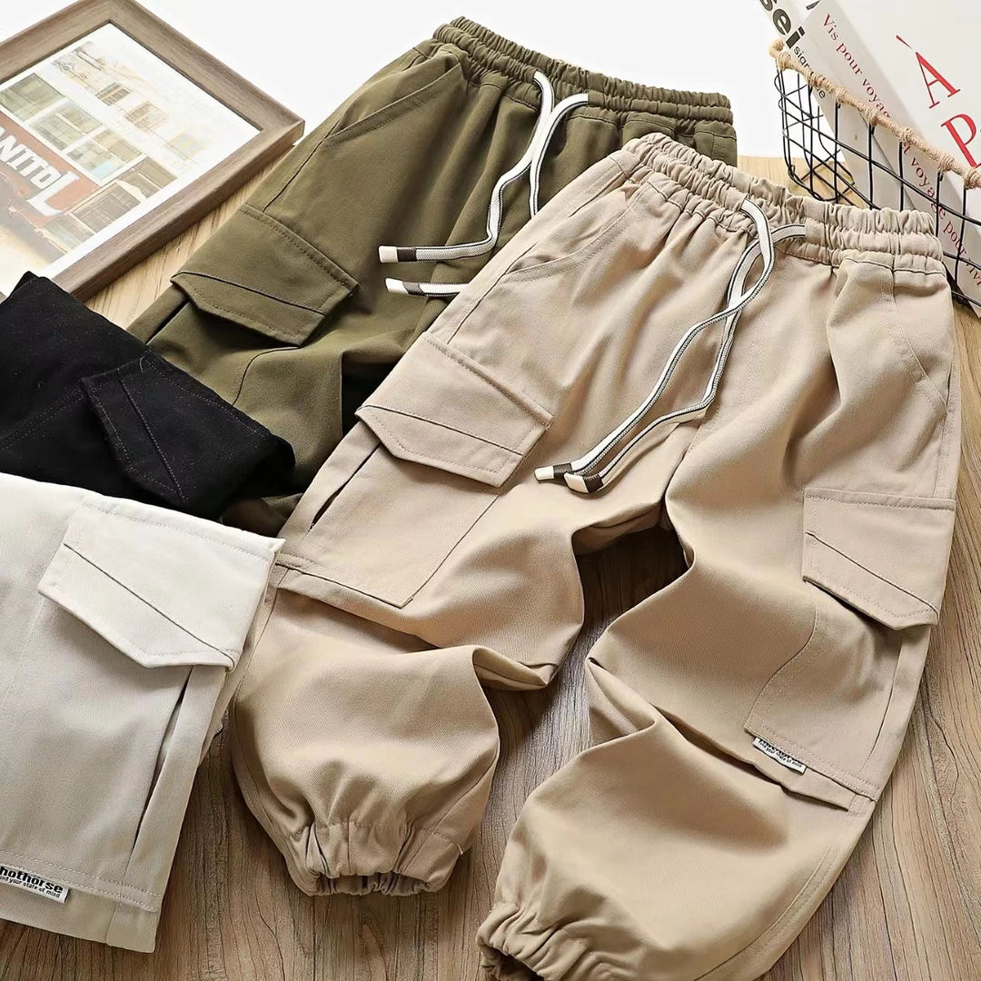 儿童春季2025男女工装童装中大童休闲酷帅大口袋工装裤25LVS822