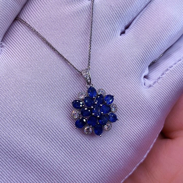 蓝宝石银S925镶嵌颈饰