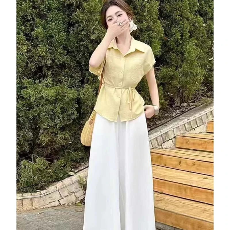 【两件套】【有里布】衬衫套装女夏季一整套穿搭减龄洋气两件套D2395