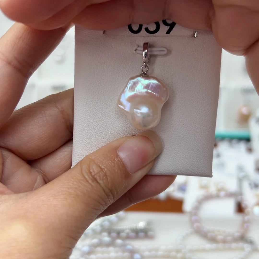 淡水珍珠珍珠   单面有瑕疵银S925镶嵌