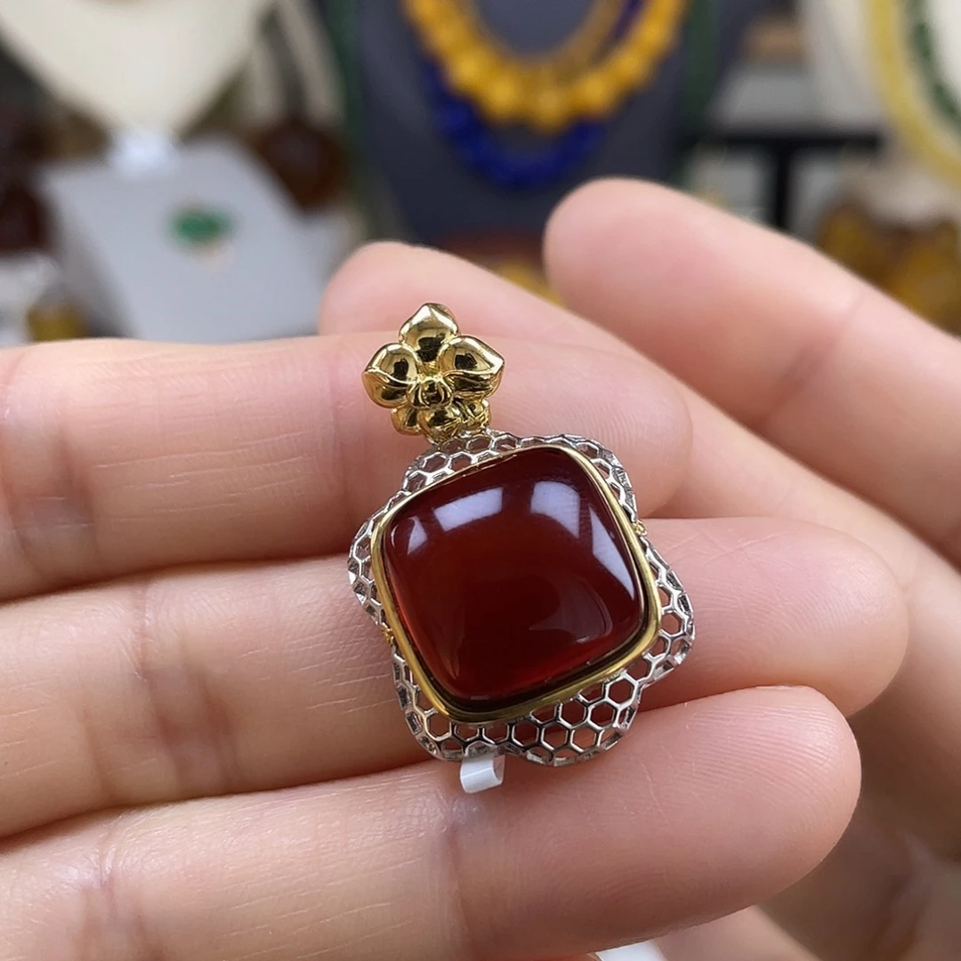 琥珀银S925镶嵌珠宝奇石