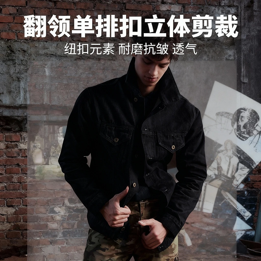 GTAL25AW美式休闲原牛硬汉牛仔衣赛络纺重磅长袖外套纯色经典夹克