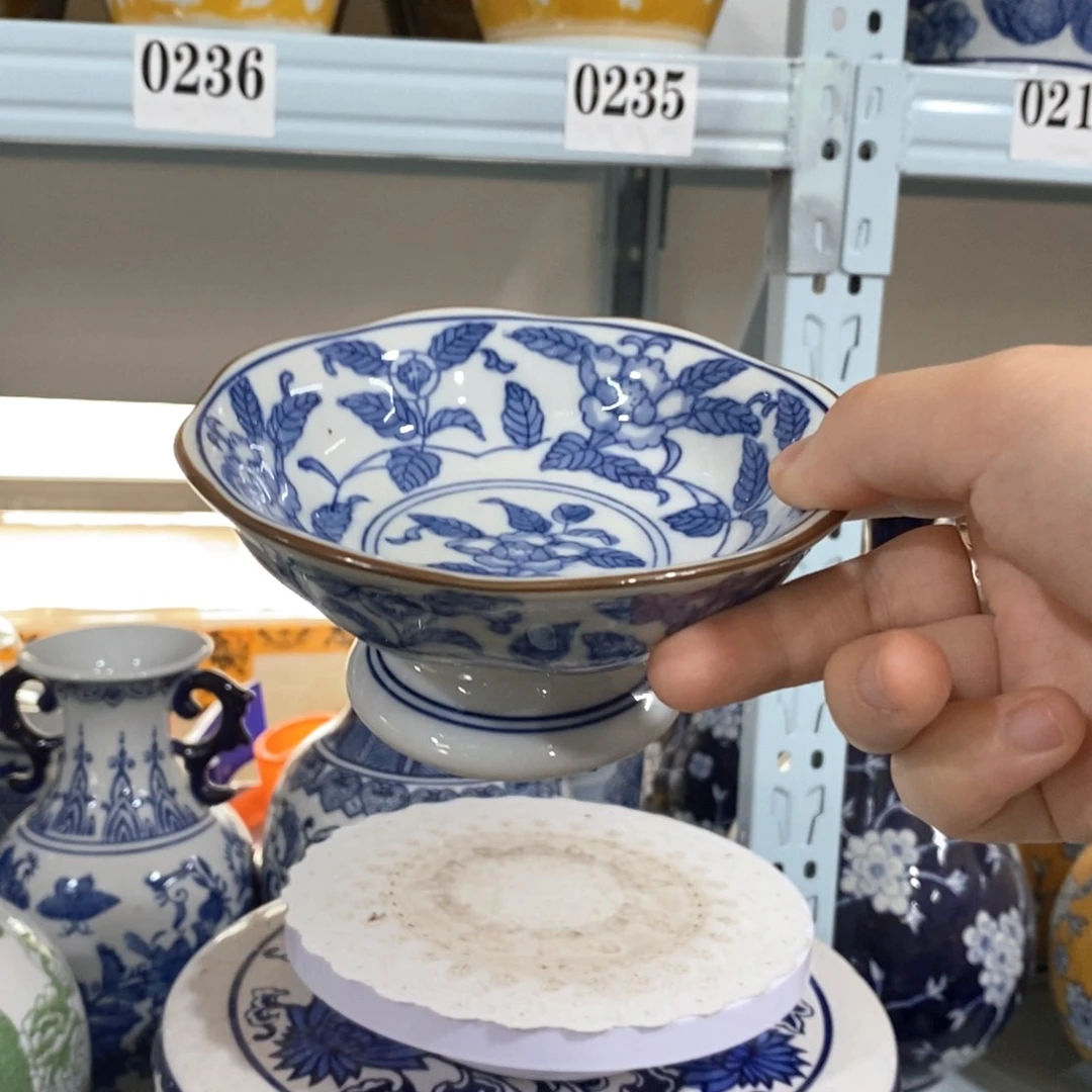 瓶高脚盘花瓶摆件