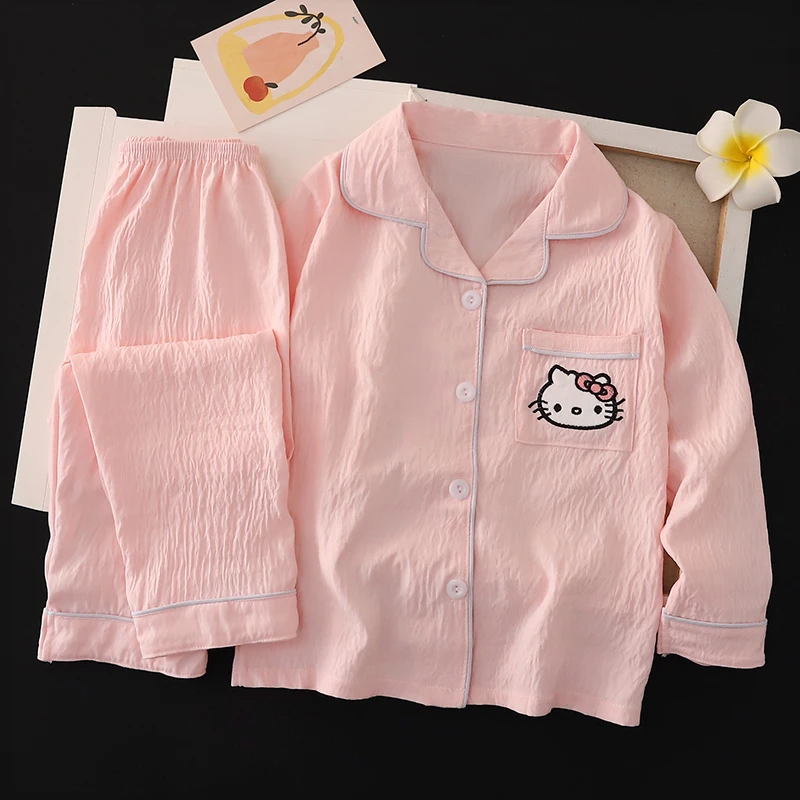 春秋季云朵棉儿童睡衣套装薄款女童小女孩长袖中大童空调服家居服