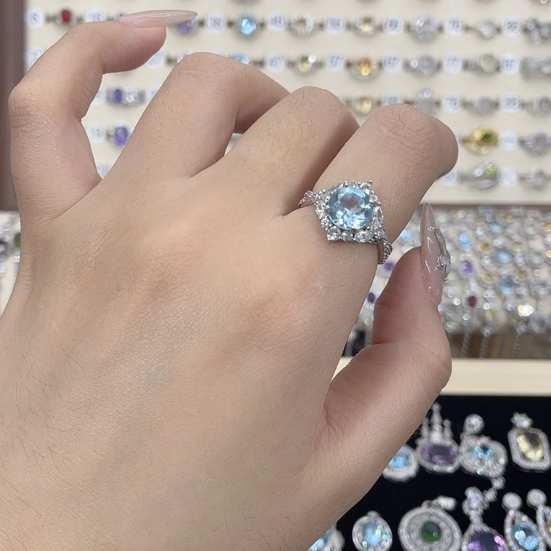 托帕石银S925镶嵌戒指