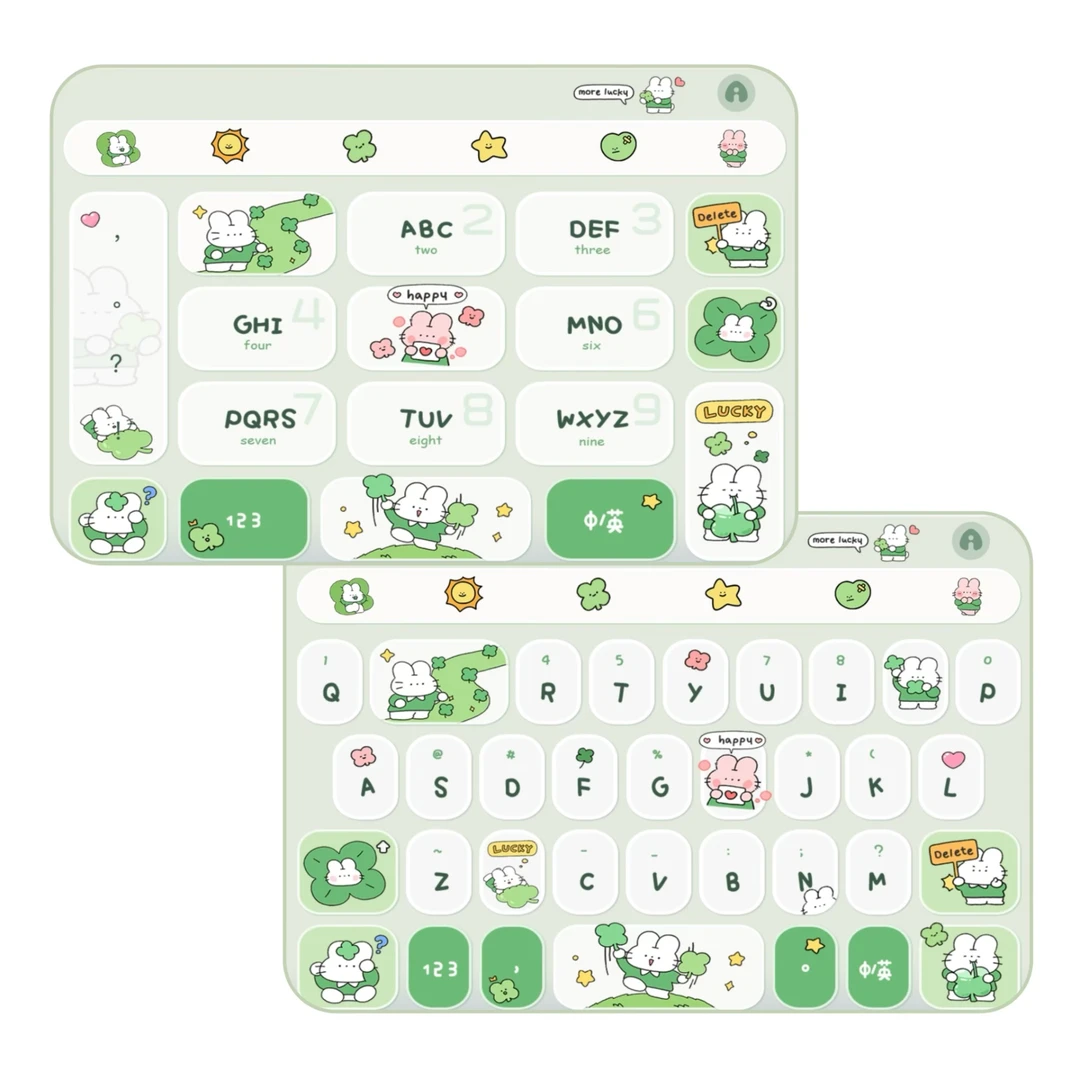 幸运草兔兔/ios苹果安卓百度输入法皮肤键盘白肚皮双系统双色