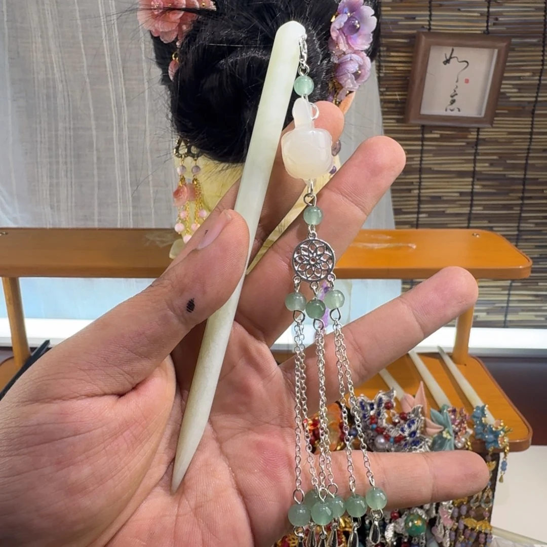 蛇纹石玉合金发饰