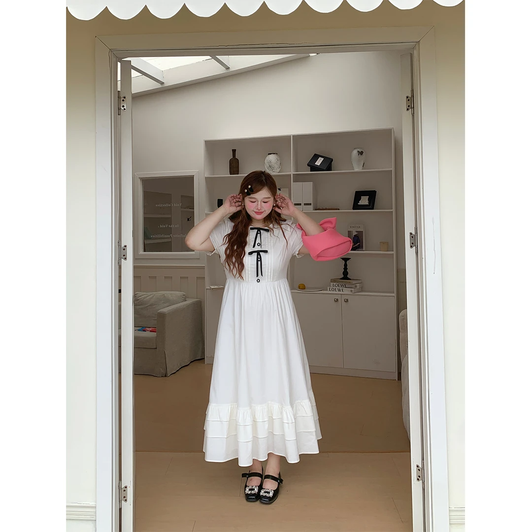 徐达布 大码时尚显瘦白色连衣裙 L34870C52