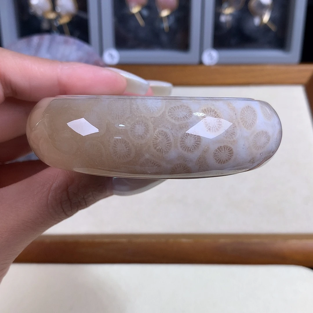 吊坠(赠链)未镶嵌硅化珊瑚（珊瑚玉）13号镯饼62圈口