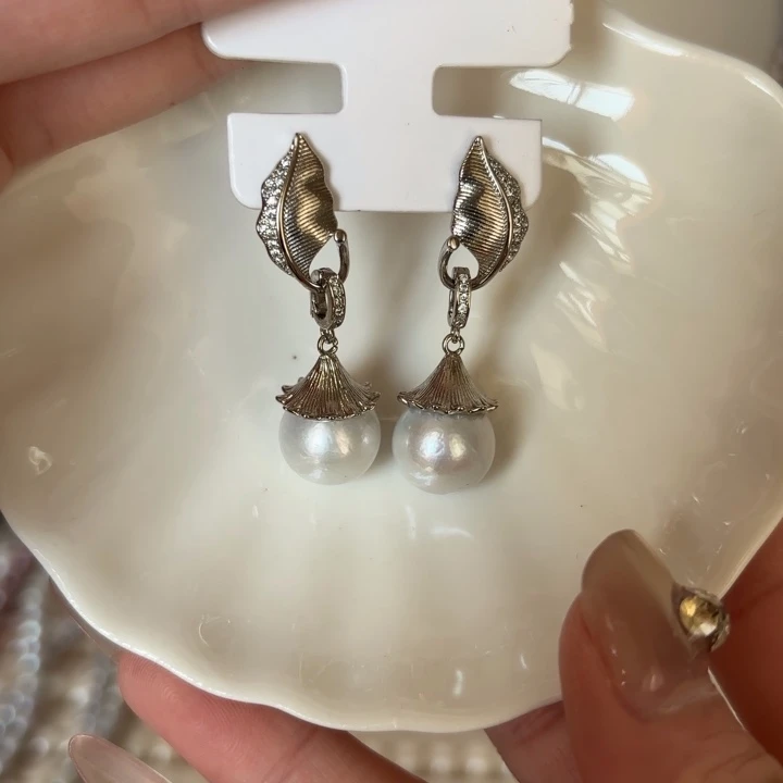 银S925镶嵌淡水珍珠耳饰25号