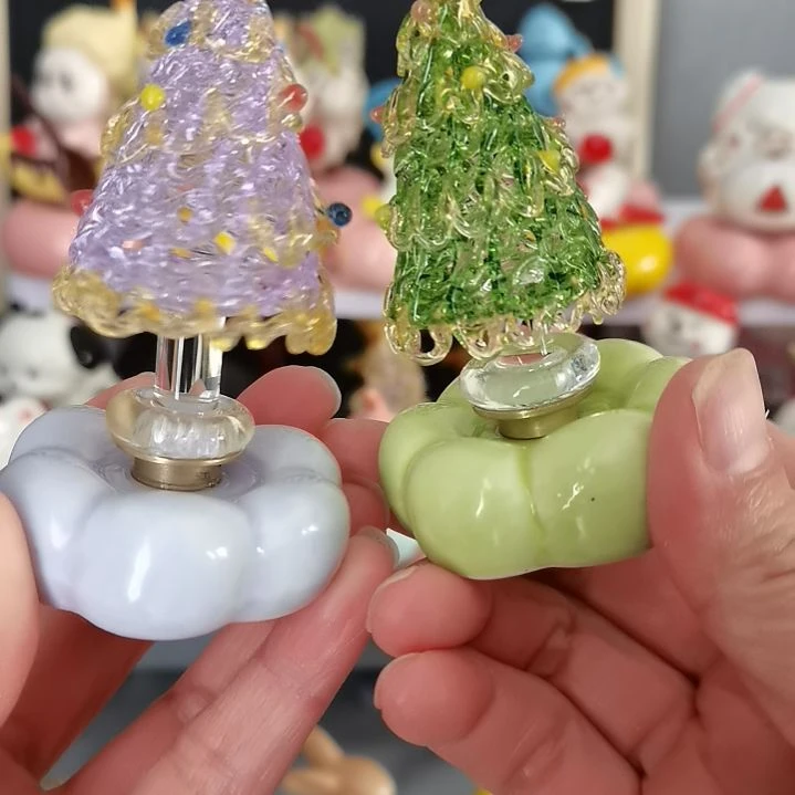 琉璃圣诞树转转摆件2个