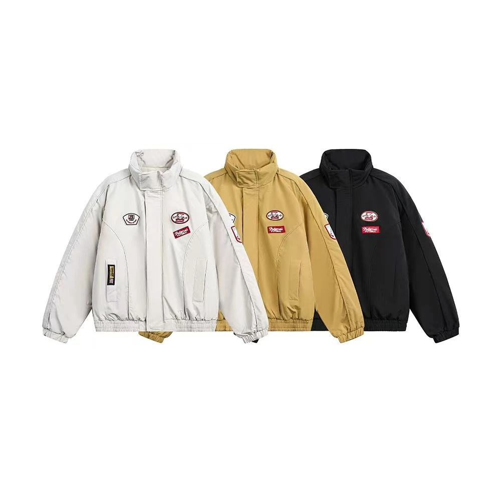 【现货】冬季美式徽章棉服男女情侣棉衣工装保暖休闲立领棉衣6365