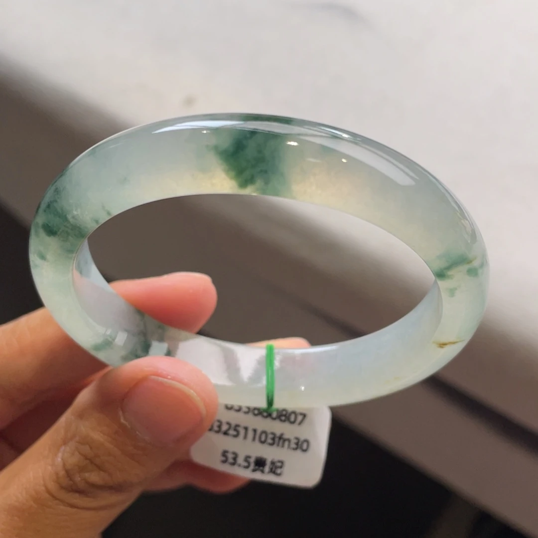 翡翠未镶嵌手镯起光冰飘花贵妃手镯【强推】