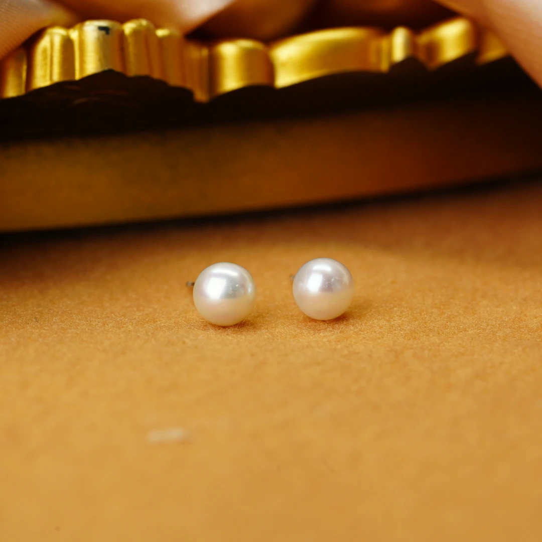 【小北好物】S925银淡水珍珠耳钉约6mm【多样性发一件】-17QJ10X45