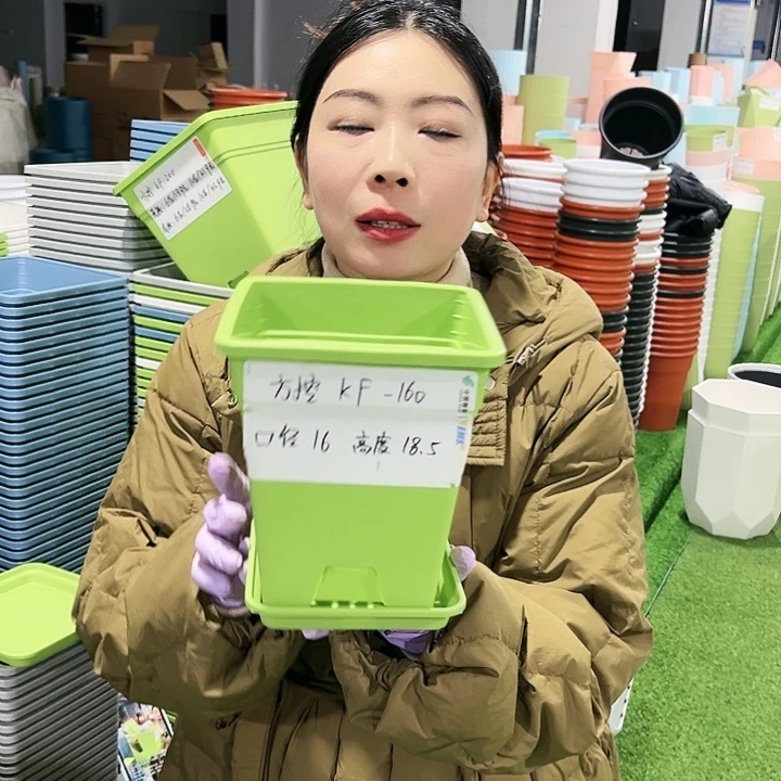 正品方盆口16高18果绿5只带托