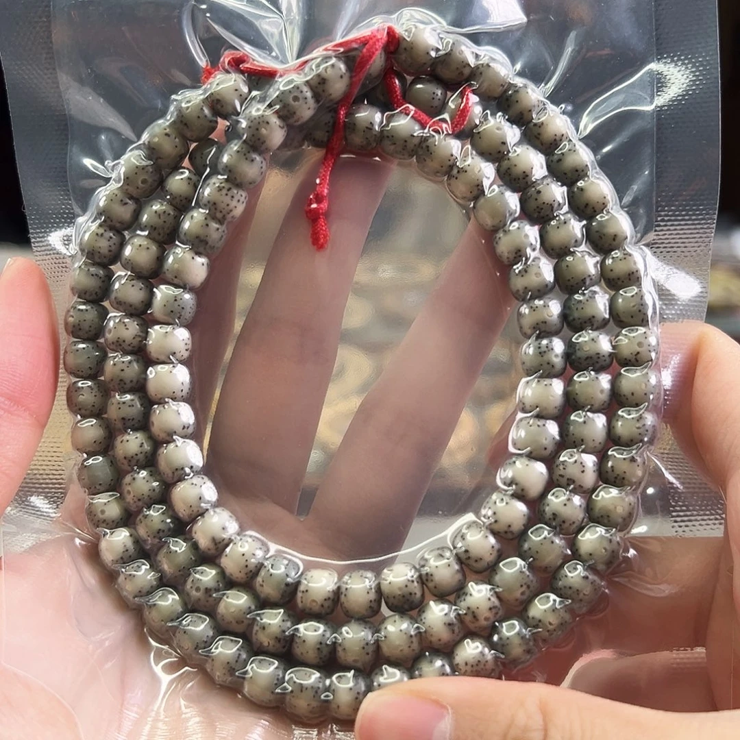 手串星月菩提Fqh7*6玉化料 小通体留白 颗粒星