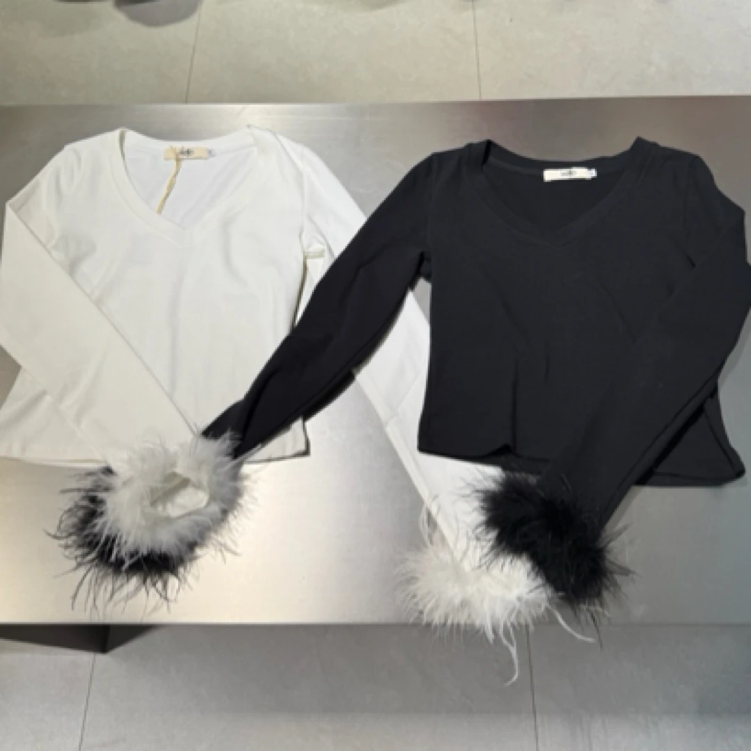 kajo羽毛V领针织衫