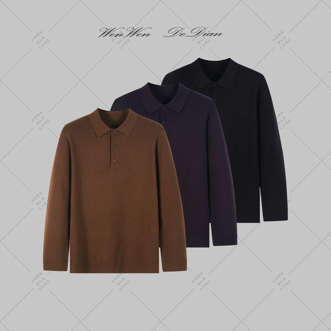 【绵羊毛混纺纱线】文文的店 秋冬加厚男士时尚商务休闲POLO衫 8527
