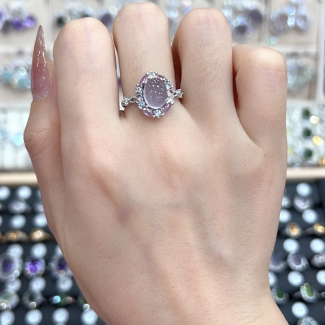 萤石戒指银S925镶嵌