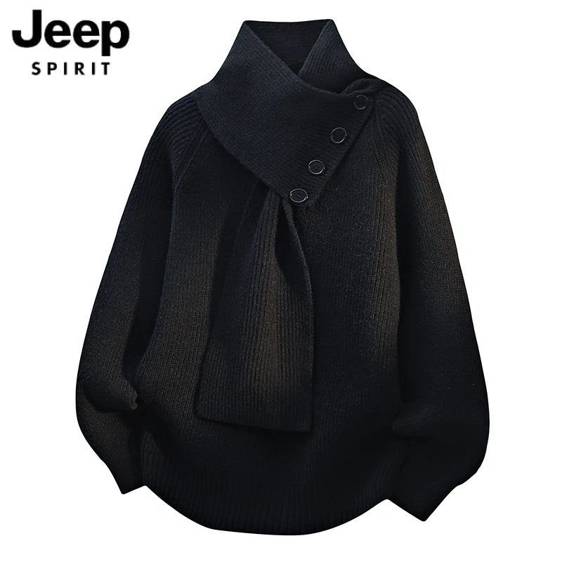 JEEPSPIRIT吉普毛衣男士宽松设计感针织衫毛线衣秋冬季潮流男装
