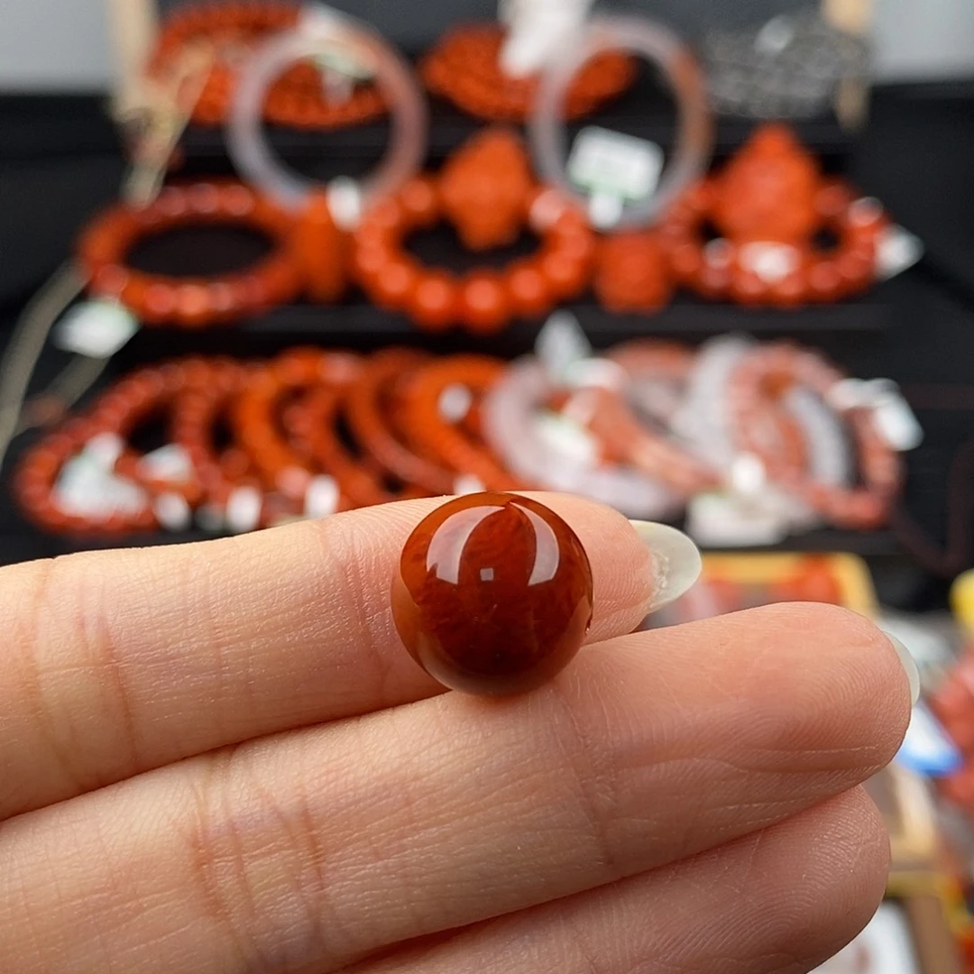 南红玛瑙未镶嵌四川凉山火焰纹单珠