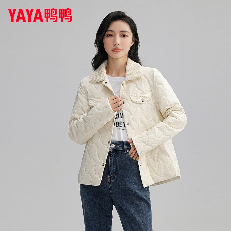 YAYA鸭鸭轻薄短款宽松女小个子外套保暖短羽绒服-WX