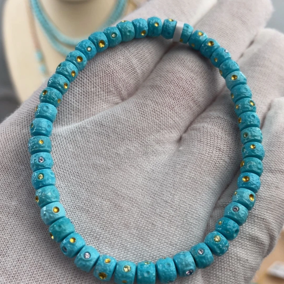 绿松石手链未镶嵌精品玉化直切卡5.5