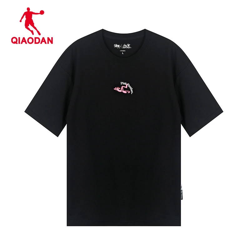 乔丹纯色正版粉红豹联名男子纯棉短袖情侣t恤运动夏季休闲透气