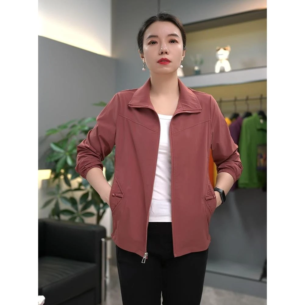 休闲妈妈装薄款单层防晒外套2025春夏新款时尚中老年冰丝防晒衣服