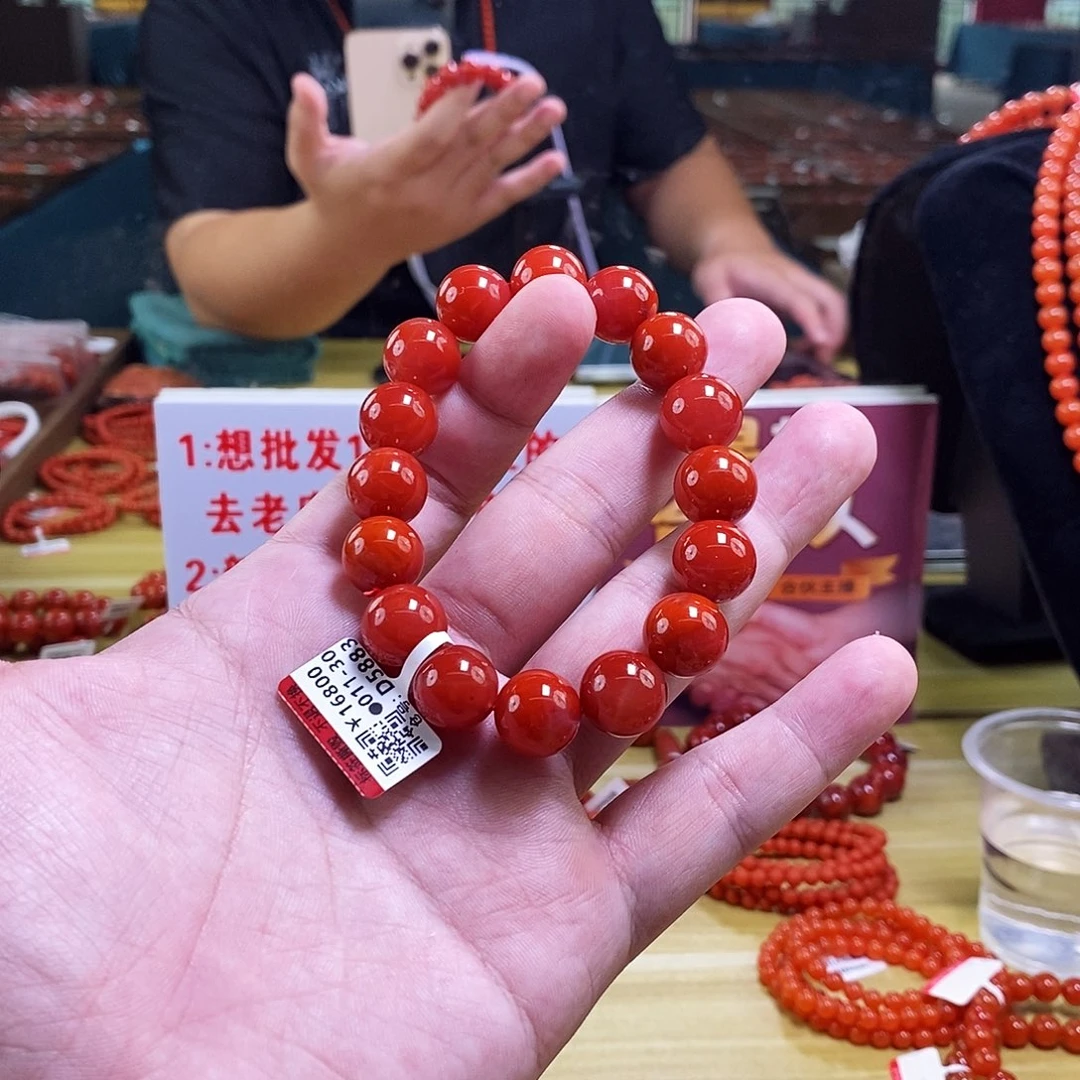南红玛瑙未镶嵌手链13mm+