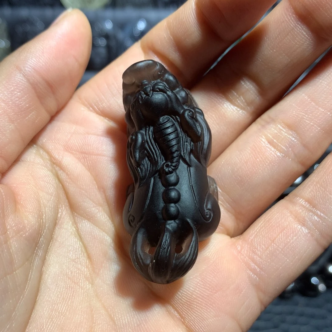 黑曜岩未镶嵌吊坠(赠链)并**行黑色珠链