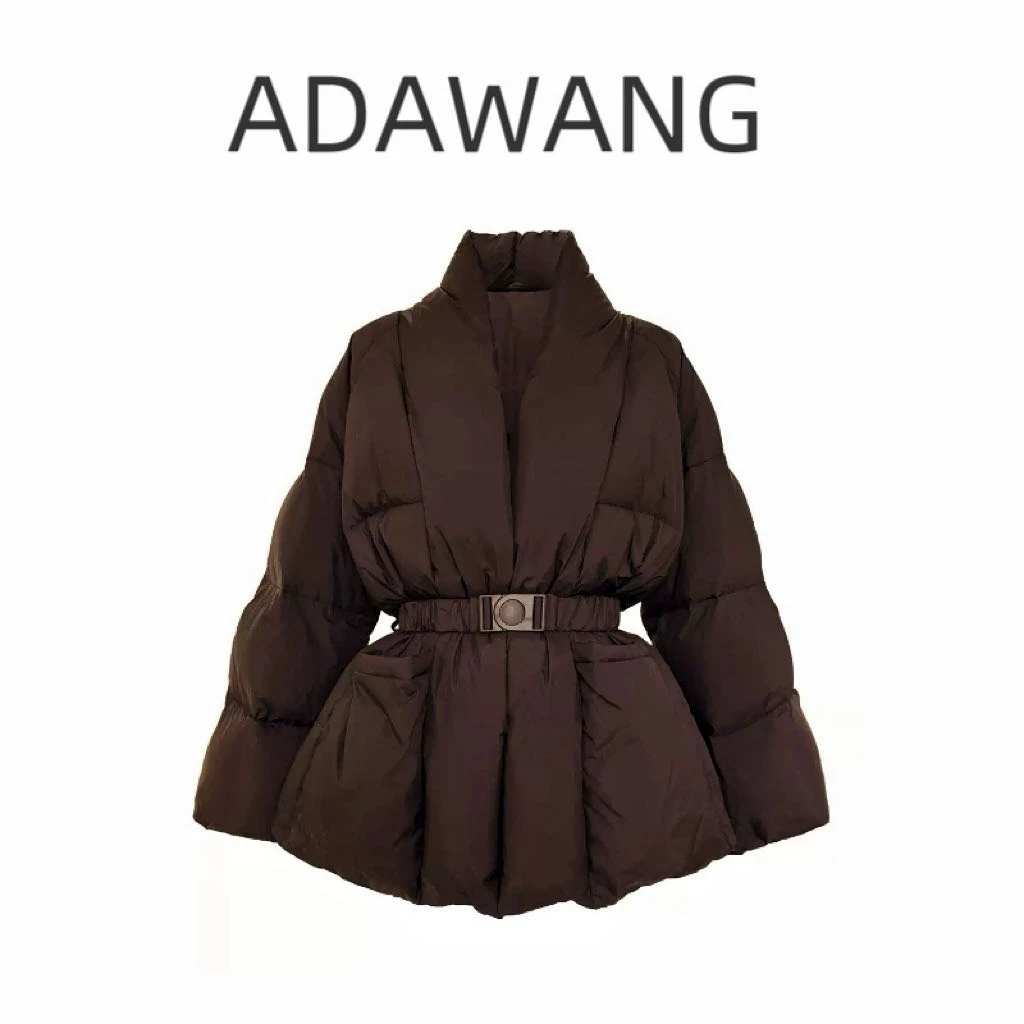 ADA中国风v领收腰羽绒服25年冬季新款S165