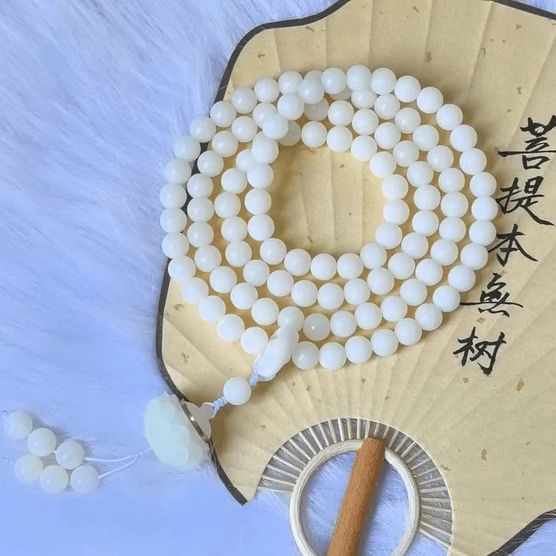 原生态白菩提根108颗念珠手串10mm多圈手持夜光莲花香囊文玩盘玩