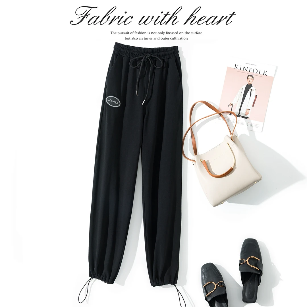 微弹通用昔印运动裤长裤女士卫裤中腰厚款城市游牧风2025女童长裤