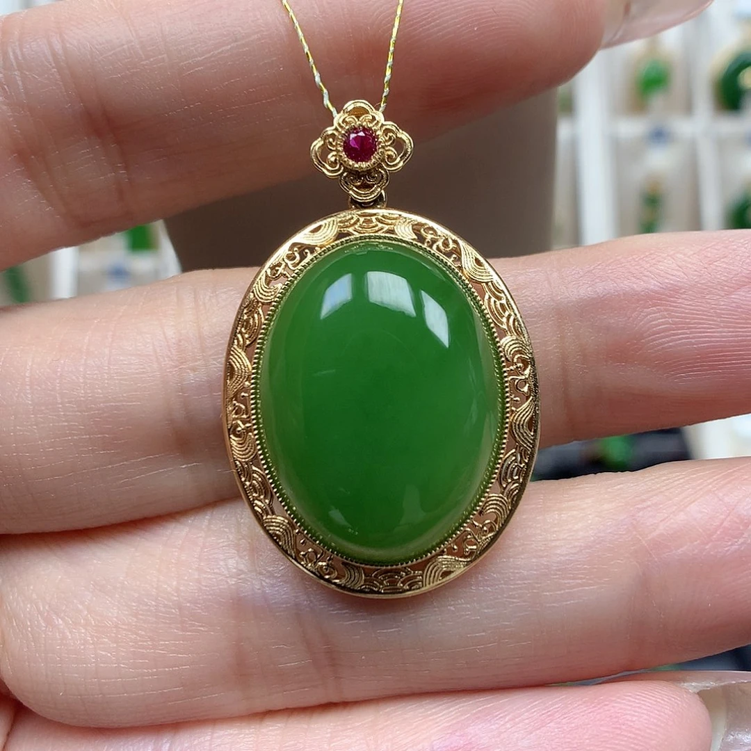 和田玉颈饰18K金镶嵌1621